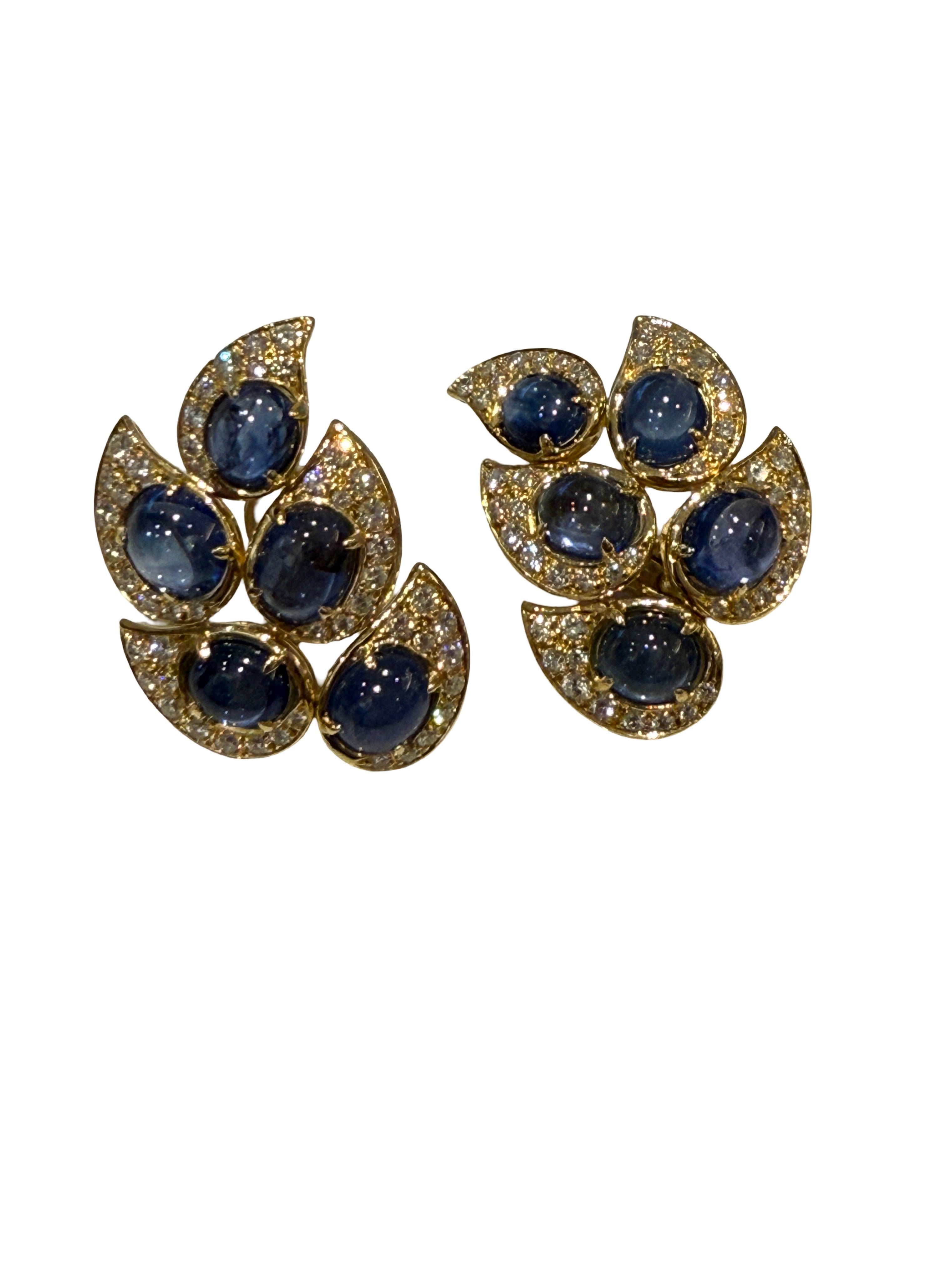 Boucheron 18k yellow gold sapphire and diamond earrings