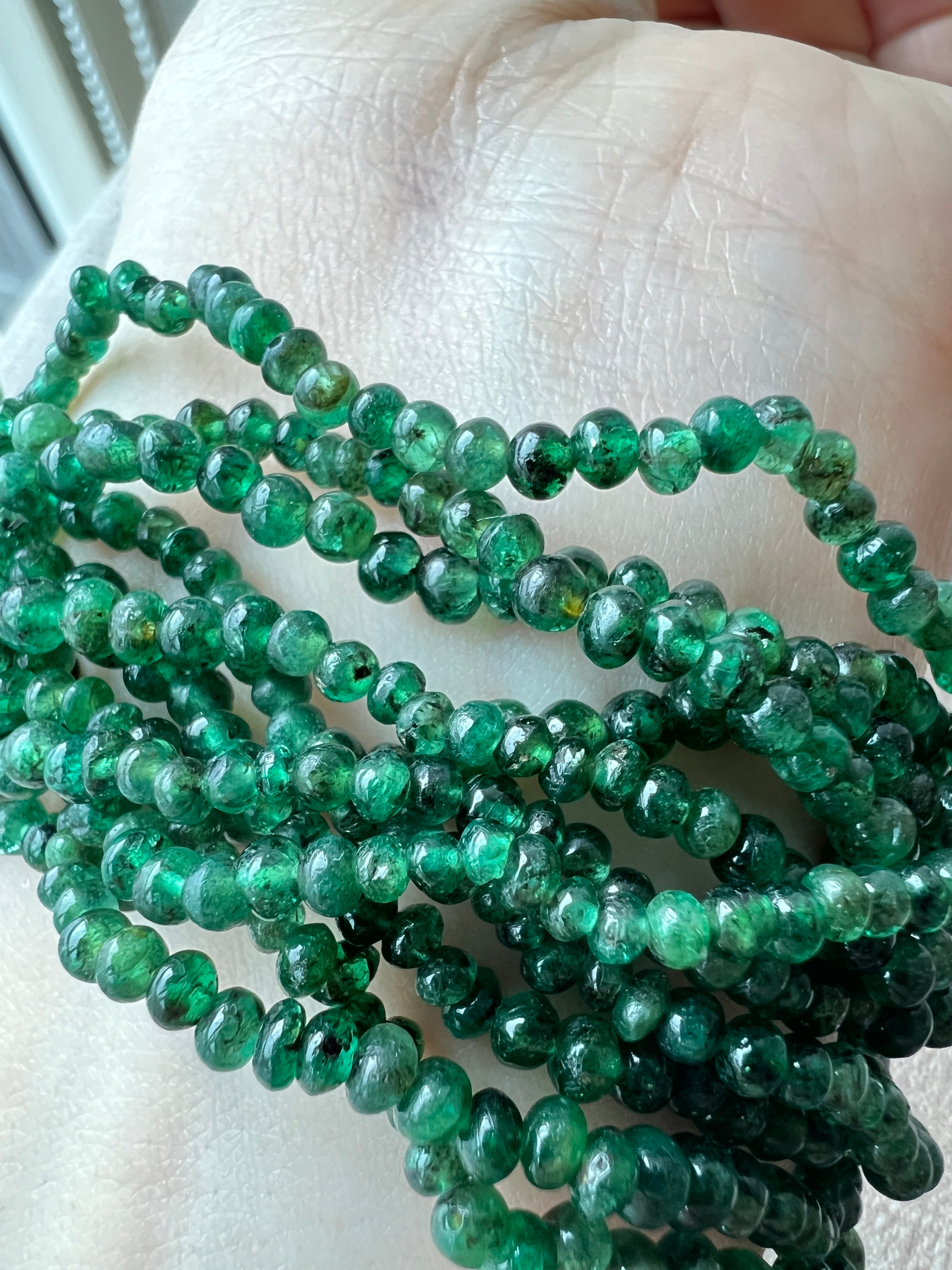 René Boivin 18k yellow gold emerald beads and diamond bracelet