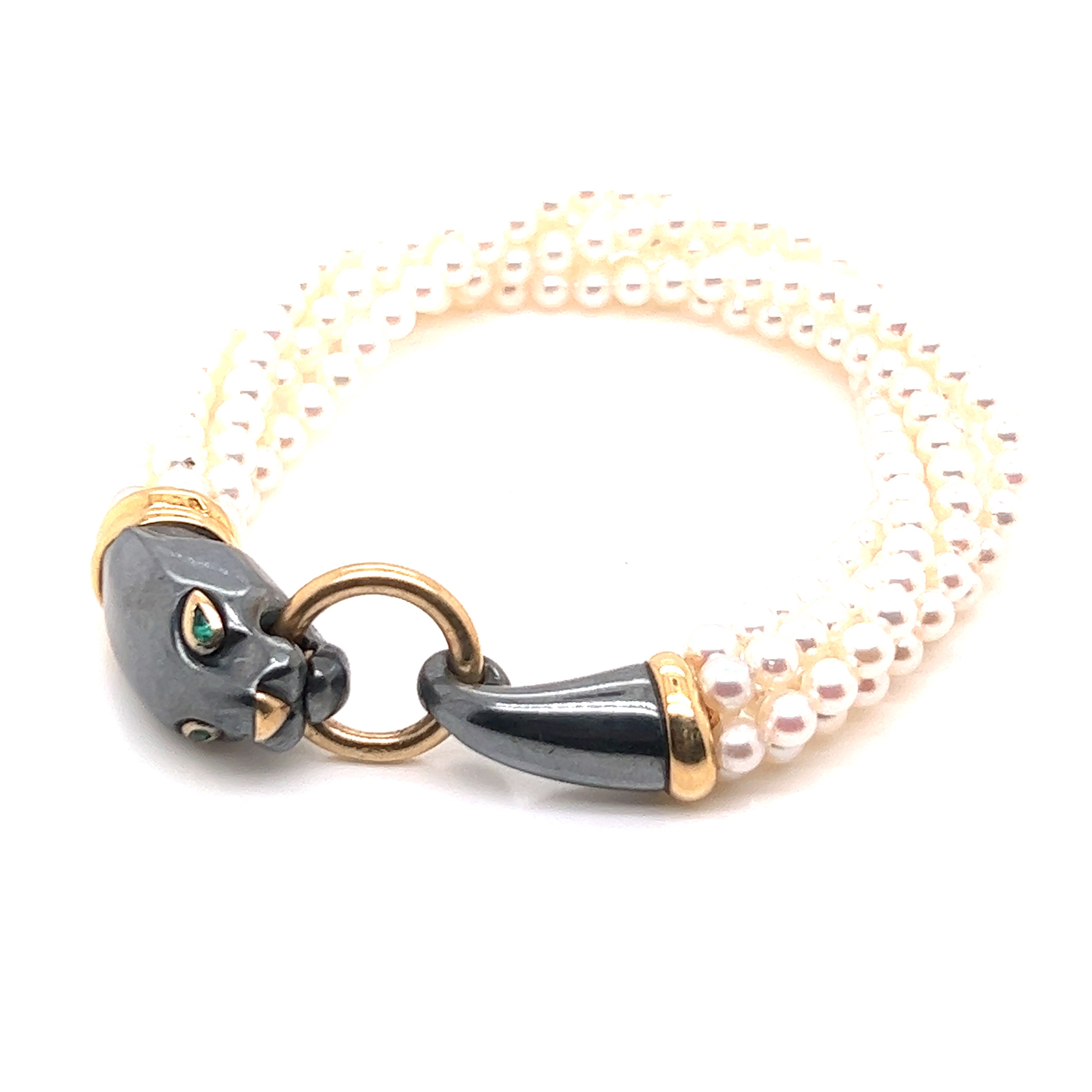 Cartier, 18K gold Panthere Pearl and Silverium Bracelet