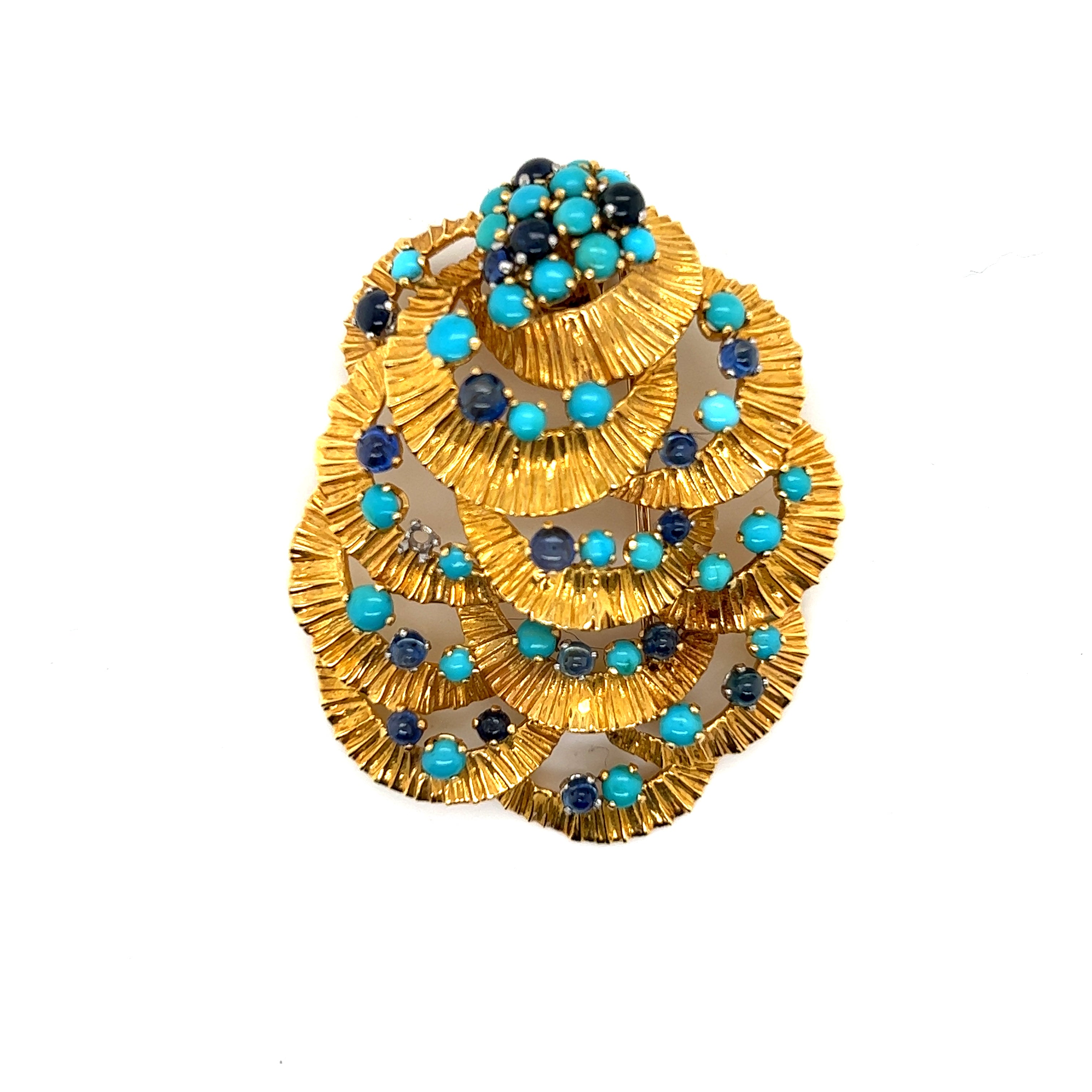 Kutchinsky, 18k Turquoise and sapphire brooch and earring 1962