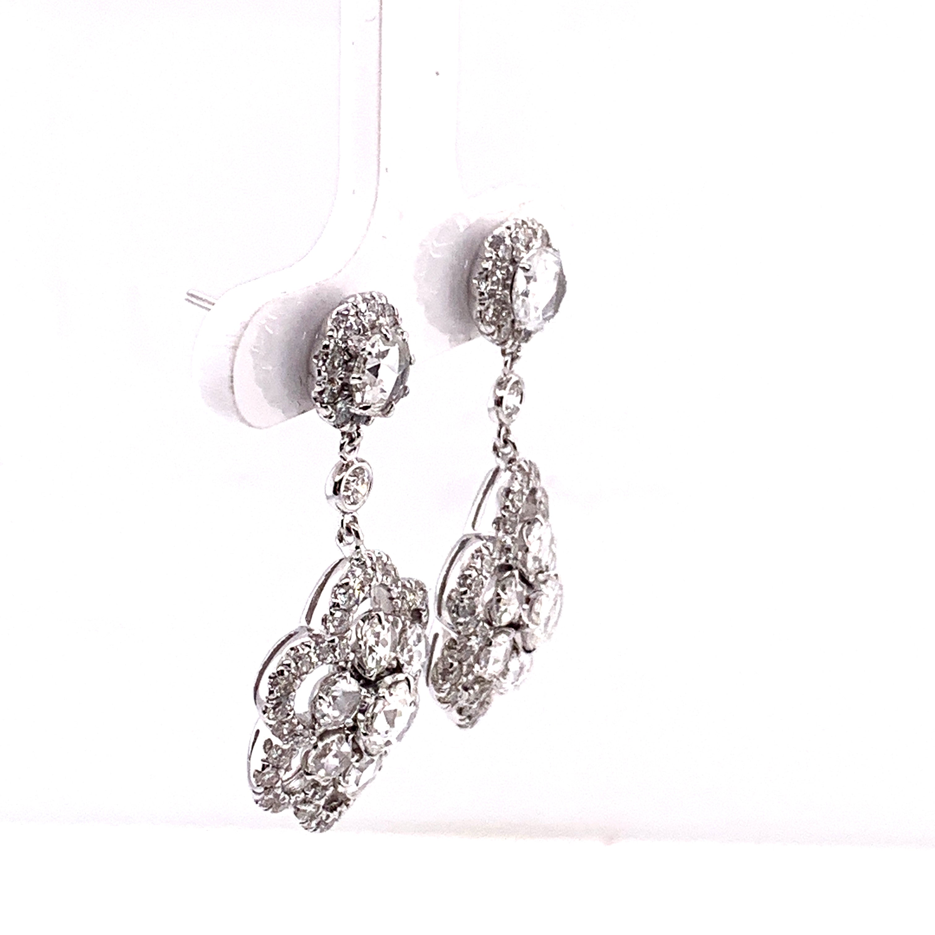 18k white gold rose cut diamond earring