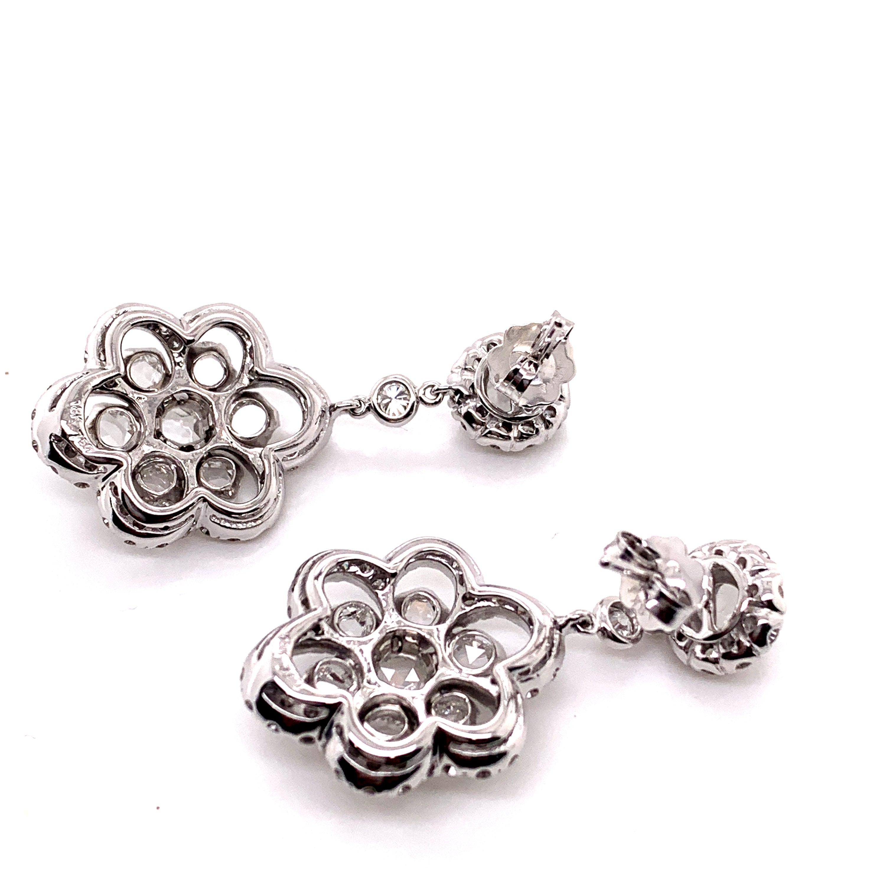 18k white gold rose cut diamond earring